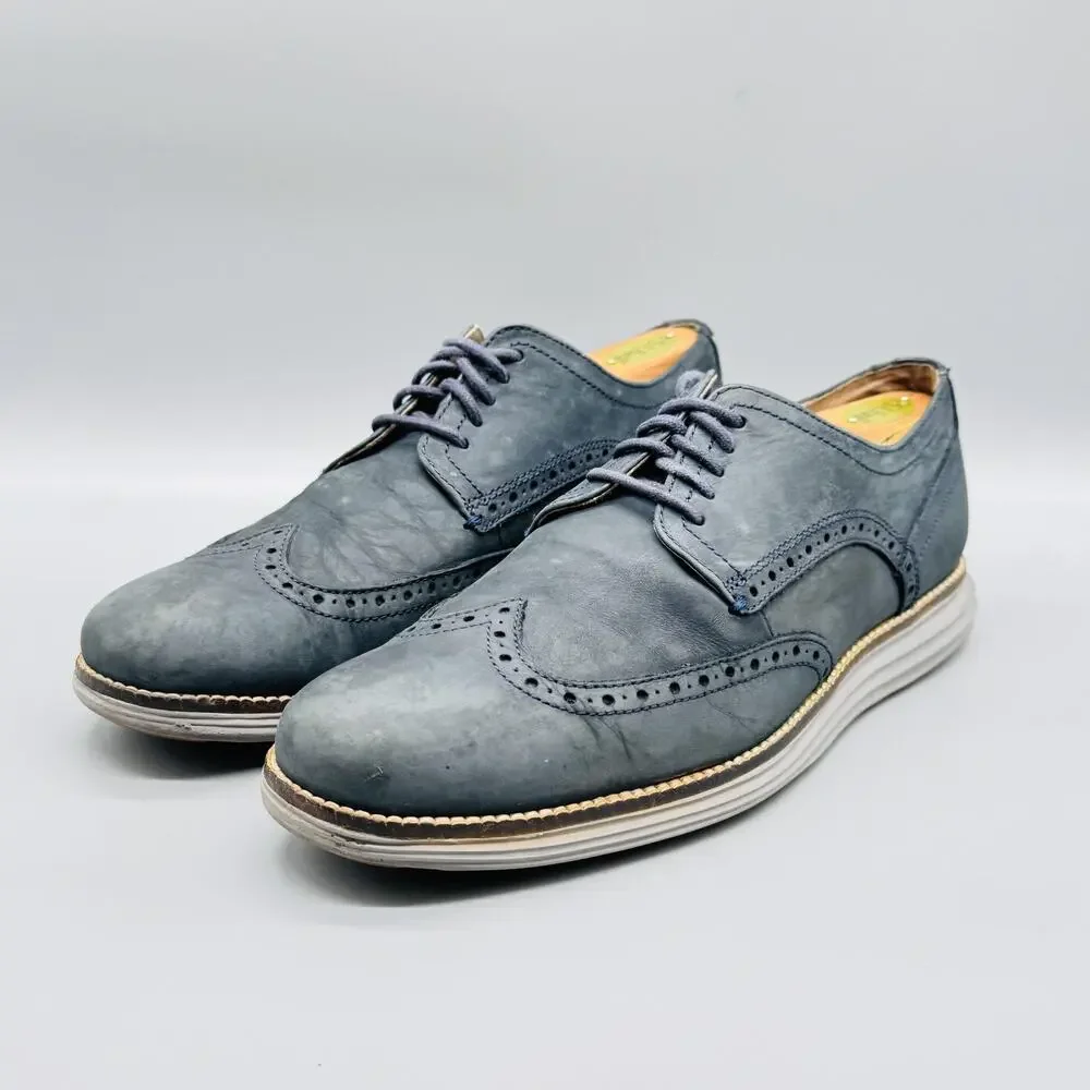 Cole Haan Shoes Mens 9 Blue Leather OriginalGrand Wingtip Oxford Dress Brogue